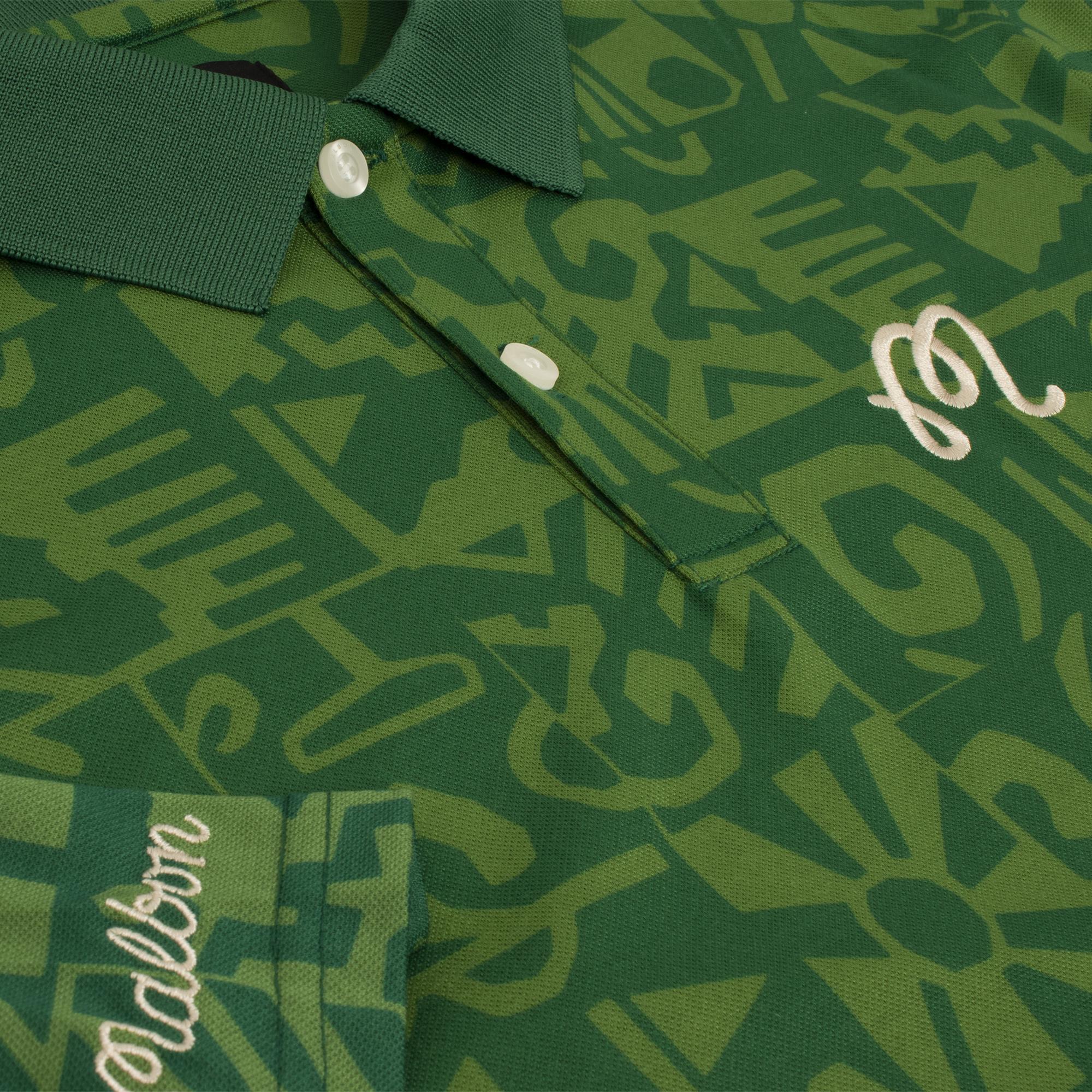 Malbon Golf Mezzo Performance Pique Printed Mens Polo Kelly Green